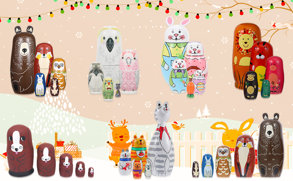 Nesting Animal Dolls Desktop Ornament