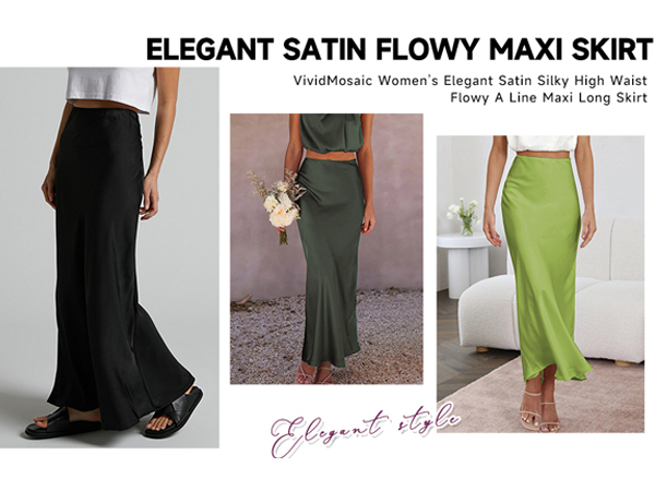 Amazon.com: VividMosaic 2025 Satin High Waisted Maxi Skirt