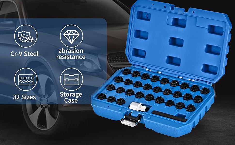 Gelttulu 32pcs Wheel Lock Removal Kit Compatible for