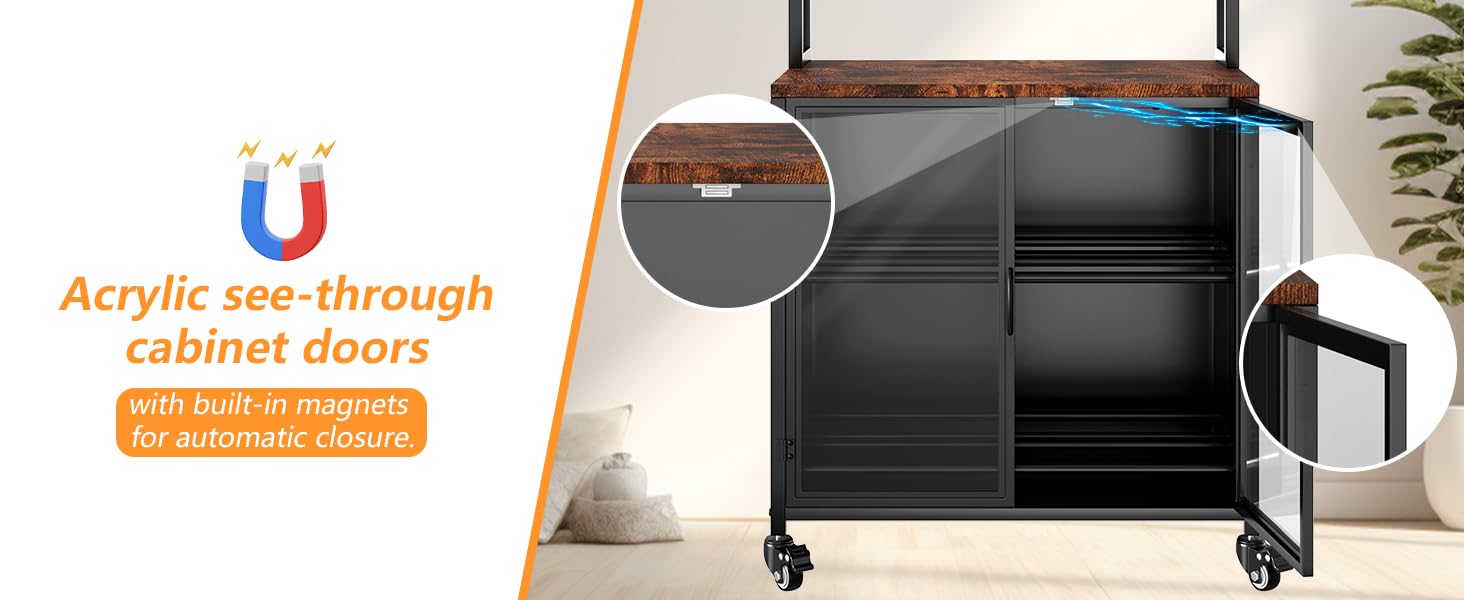 3D Printer Stand with Filament Storage, 29.5" x 18.9" Dustproof and Moisture-Proof Heavy Duty Large 3D Printer Table Cart with 360°Rolling & Cabinet for Workshop Studio Office (Rustic Brown) 16 printer desk stand