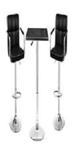 3-Piece Square Swivel Adjustable Bar Table with Two Bar stools with Arms Black