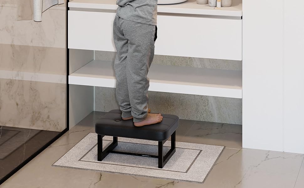 iTsst Small Ottoman，Foot Rest Stool,Leather Foot Stool