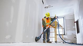 Bosch 9" drywall sander gtr55-85 sanding vertical drywall attached to dust collection with vacuum