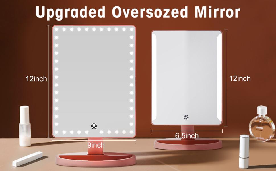 Large Lighted Makeup Vanity Mirror with 45 LED Lights, Rechargeable
