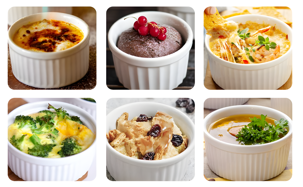 Ramekins 8 oz Oven Safe,Set of 8, Elegant Classic Style