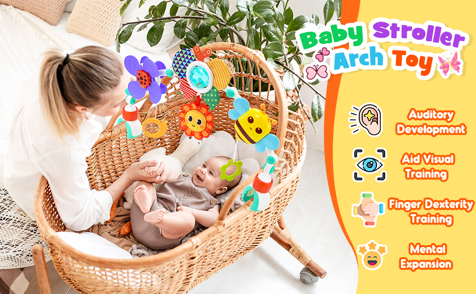 HappyKidsClub Baby Toys 0-12 Months, Baby Pram Toys Baby Essentials for Newborn Pushchair & Pram Toys Baby Boy Girl Gifts Newborn Baby Boy Girl Toys Christmas Xmas Gifts for Kids 9 Baby Pram Toys