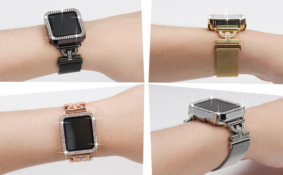 JOYOZY Magnetic Milanese Band with Bling Case and D-shaped Buckle