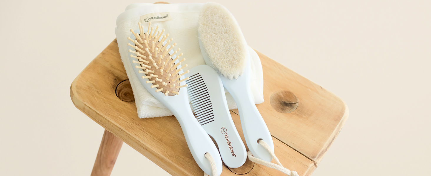 baby hair brush comb newborn set wooden goat bristles cradle cap boys girls toddlers hairbrush