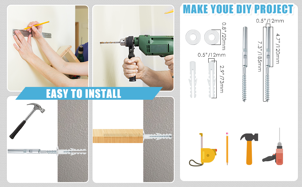 Dreamtop 4 PCS Floating Shelf Brackets Heavy Duty Concealed Floating