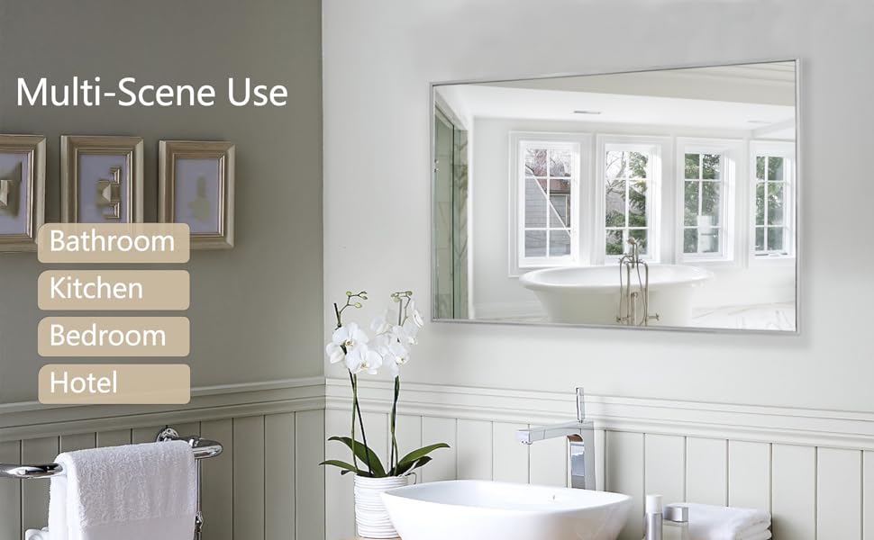 Bathroom Mirrors 24 X 30Inch Silver Framed Mirror for Wall