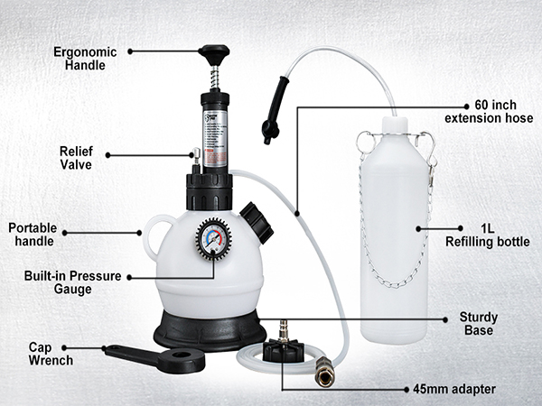 SMOTIVEPRO 2L Manual Brake Bleeder Fluid Pump & 12pcs Brake Master Cylinder Bleeder Adapter Kit