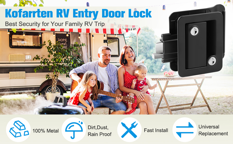 Kofarrten RV Lock, Camper Door Lock with Paddle Deadbolt, Heavy Duty