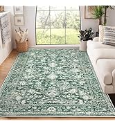 KILOCOCO Living Room Rug 5x7 Area Rug Washable Rug Vintage Floral Rug Bedroom Rug Non Slip Entryw...