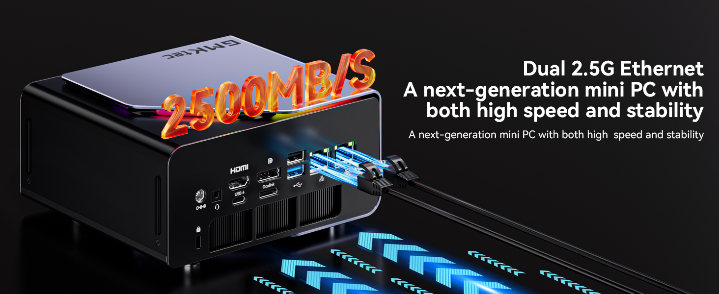 gaming pc computer with dual 2.5g ethernet has high speed stability