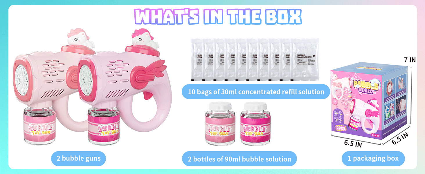 Bubble Machine Bubble Gun 2Pack LightUp Toys for Ages 2
