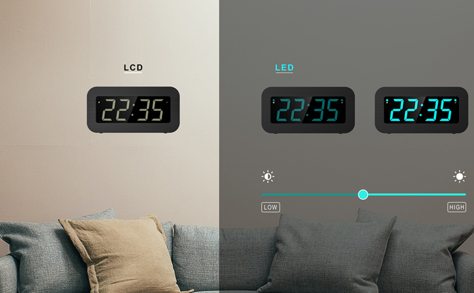 KWANWA Digital Alarm Clock,Plugin USB Powered or Battery Operated