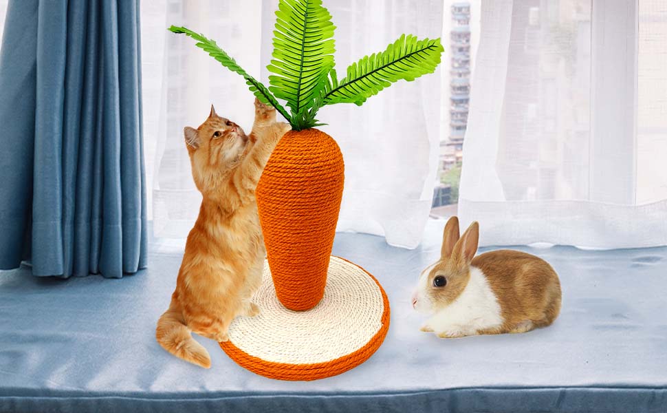 BNOSDM Rabbit Scratch Post Toy Natural Sisal Rabbit