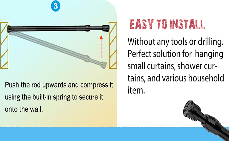 Bivbov Tension Curtain Rod 16 to 26 inch Adjustable