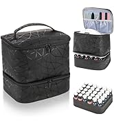 ZOOFOX Nail Polish Organizer Case, Double-Layer Nail Polish Carrying Bag with Handle, PU Leather ...