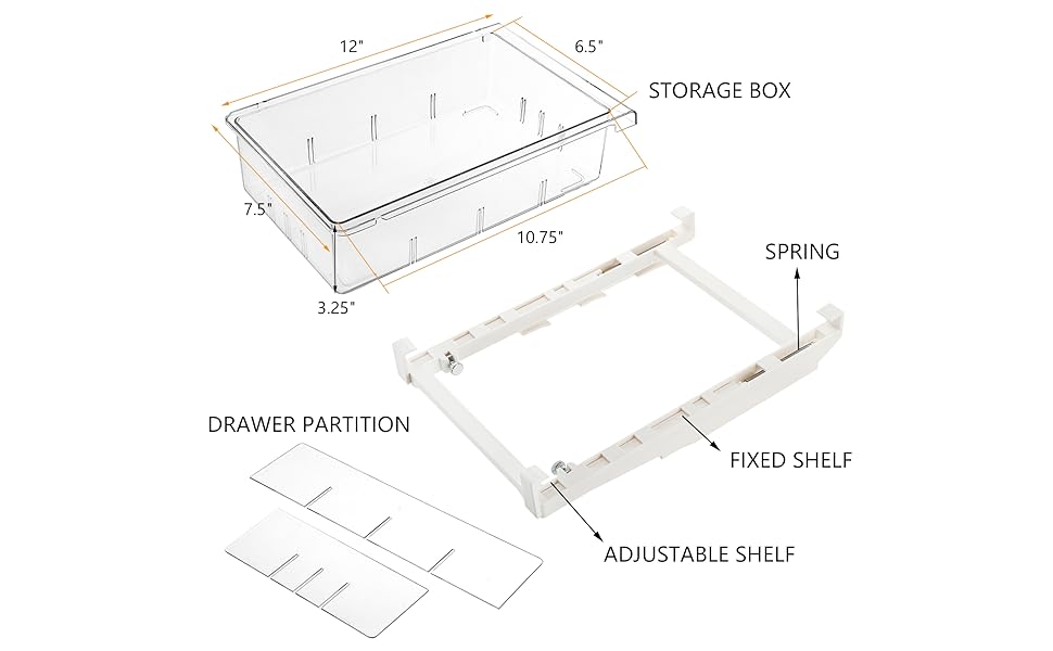 Yesland 2 Pcs Fridge Drawer Organizer with Handle and 4 Divided