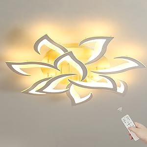 Plafoniera Moderna A Led, Lampada Da Soffitto Con Telecomando 70W Dimmerabile, Creativo Plafoniera Led Fiore Acrilico Con Funzione Di Memoria Per Soggiorno, Camera Da Letto, Sala Da Pranzo, Bianco 13 Deckenleuchte Led Dimmbar