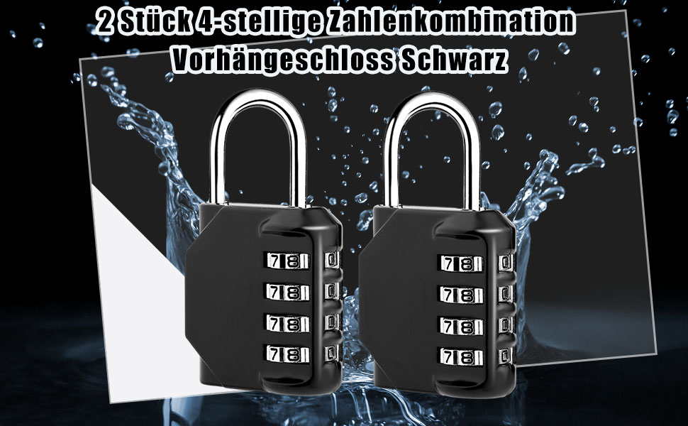 2 Stück Zahlenschloss, 4Stelliges Kombinationsschloss Metall, Zahlenschloss Set für Spind