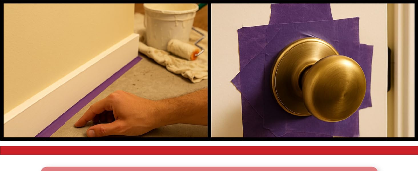 Due viste di un pomello in ottone o dorato, una montata su una superficie viola e l'altra che mostra i dettagli dell'installazione.
