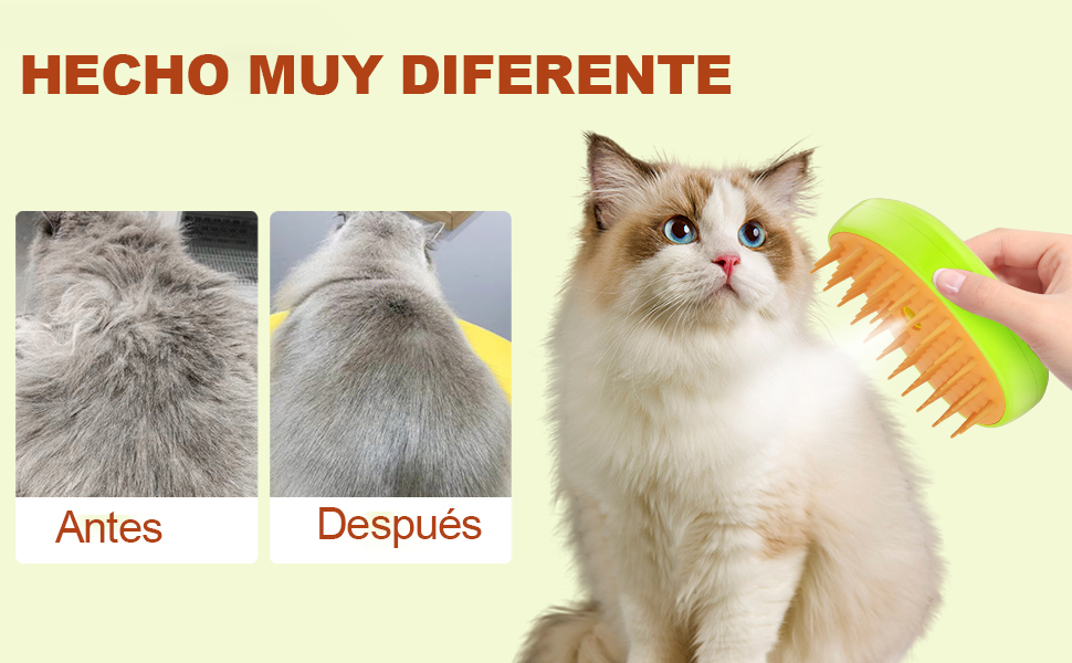 Cepillo Gatos Vapor Cepillo De Vapor Para Mascotas KSALUX - 3 En 1  (Desenreda, Suaviza Y Limpia) Cepillo De Vapor Para Perros