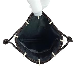 Amazon.co.jp: [印傳屋] 印伝 合切袋 巾着袋 マチ付 正絹紐 鹿革