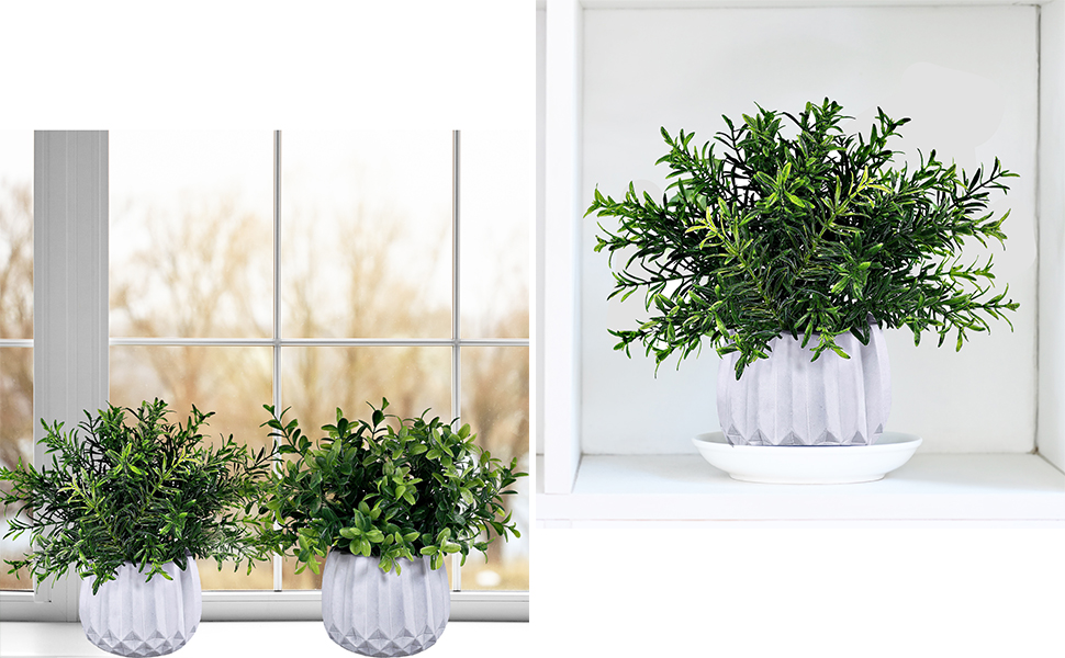 Winlyn 3-Pack Artificial Potted Plants