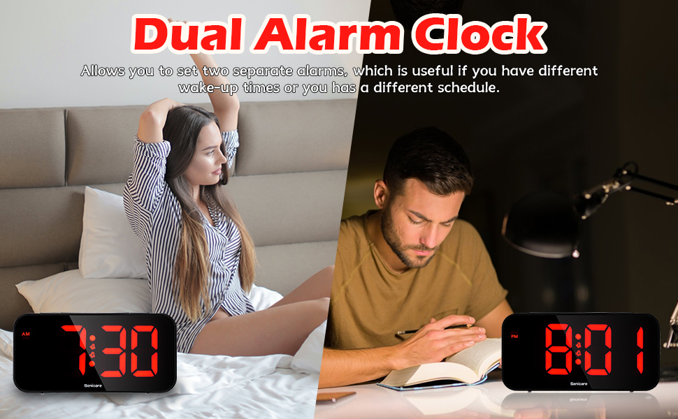 Geegear Large Digital Alarm Clock, 9.8 inch Bedside Clock 12/24H LED