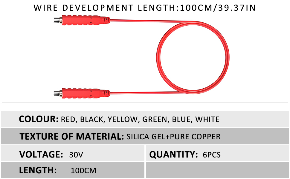 6Pcs Test Leads 30V AC/5A 20AWG Professional Low Voltage