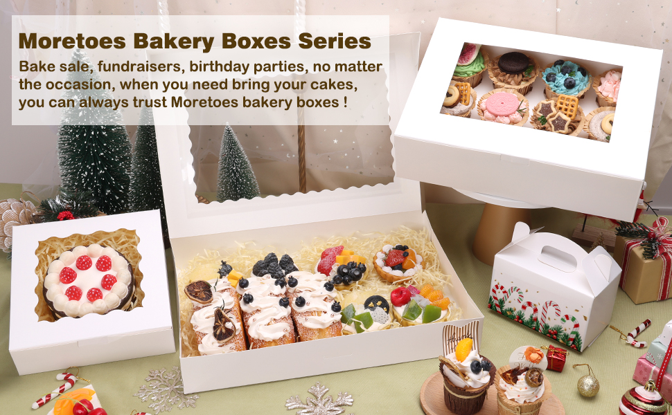 Moretoes 40pcs Treat Boxes, 16x11x2.5 Inches Cookie Boxes