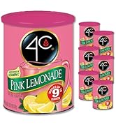 4C Powdered Drink Mix Canister, Pink Lemonade 6 Pack, 9 Quarts, Family Sized Bin, Thirst Quenchin...