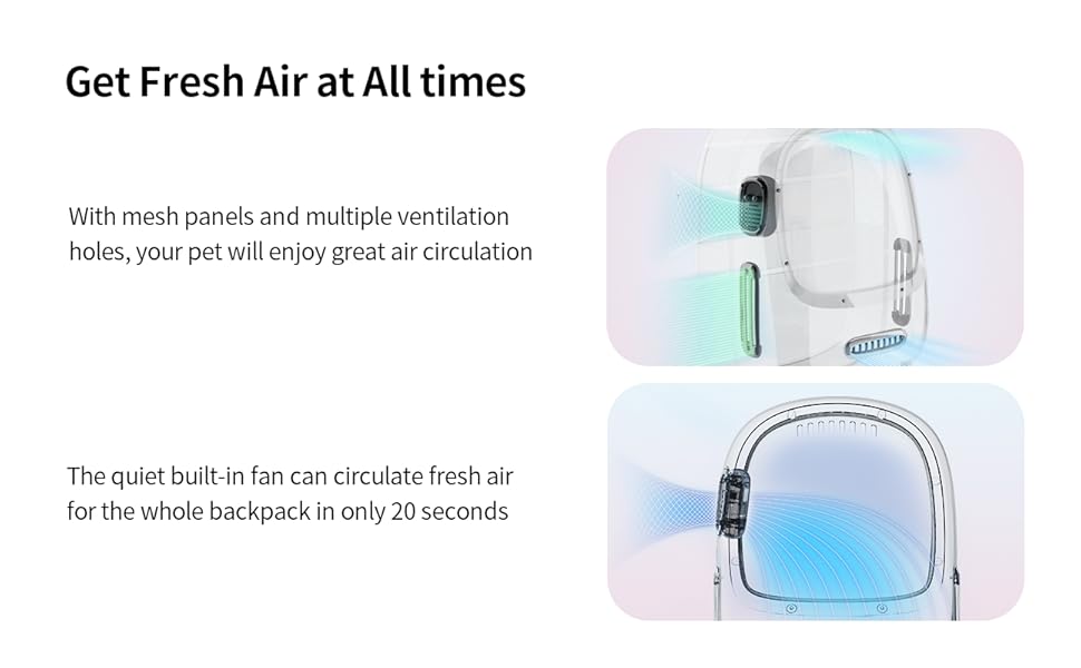 PETKIT Cat Backpack Carrier with Inbuilt Fan & Light, Breathable Bubble Capsule Pet Backpack