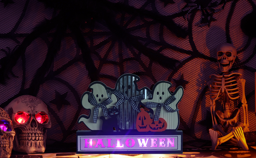 DEWBIN Halloween Decorations Indoor, Large Size LED Wood(01)