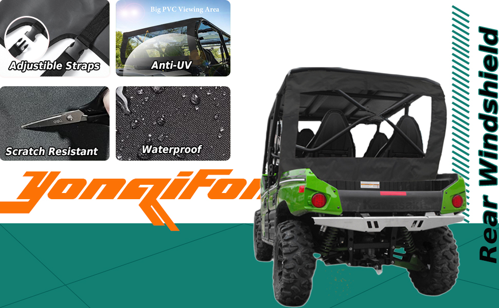 YONQIFON UTV Teryx 800 4 Rear Window,Back Window Soft Rear Windshield