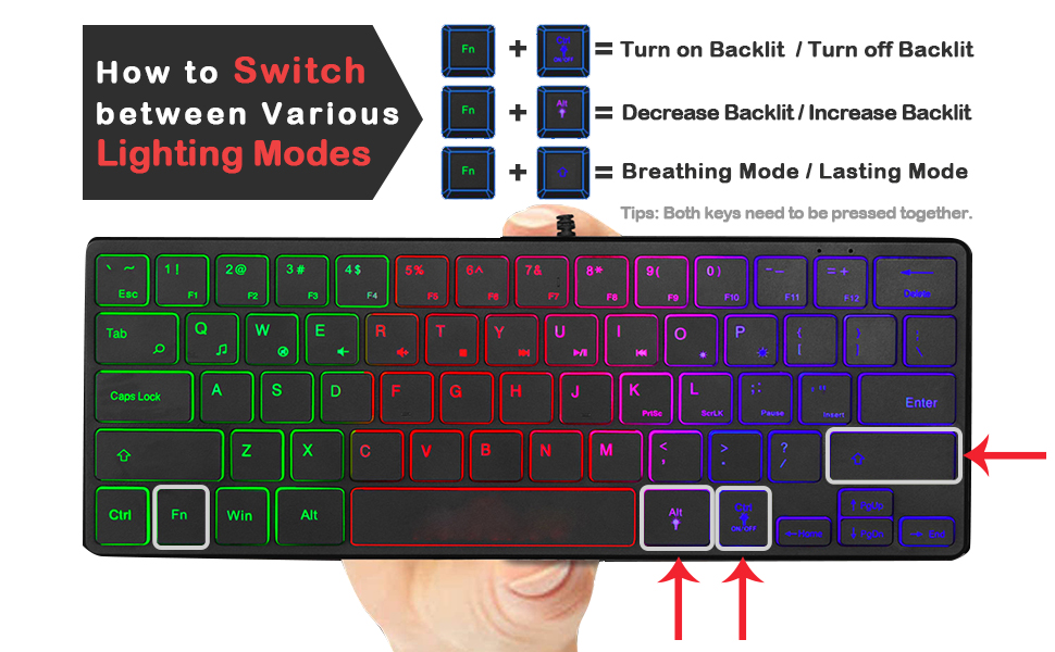 abucow Backlit Mini Keyboard USB Wired Portable Mute Ultra