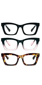 Reading Glasses Round Stylish Oversized for Women Spring Hinge Blue Light Blocking