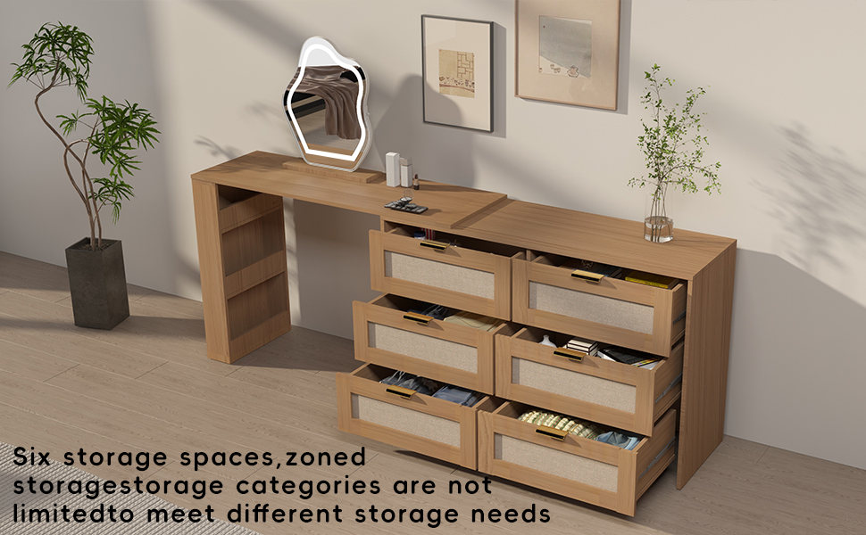 six storage spaces