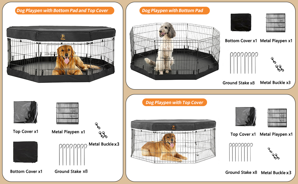 PJYuCien Dog Playpen Metal Foldable Dog Exercise Pen