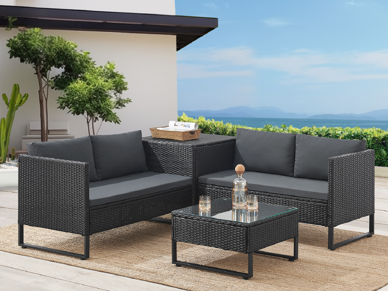 Juskys Outdoor Polyrattan Lounge Santorini Gartenlounge mit
