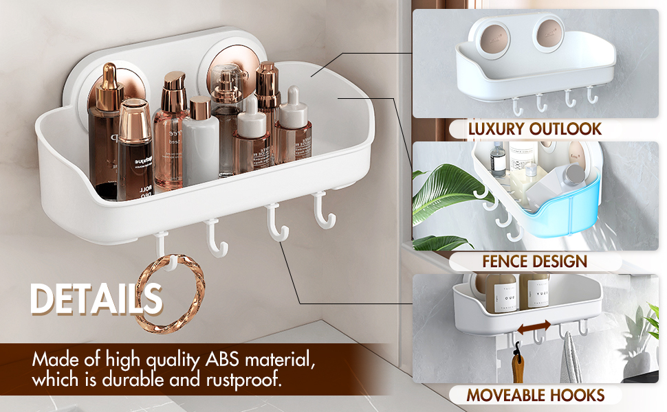 TAILI Shower Caddy Suction Cup 2 Pack, Shower Shelves DrillFree Shower