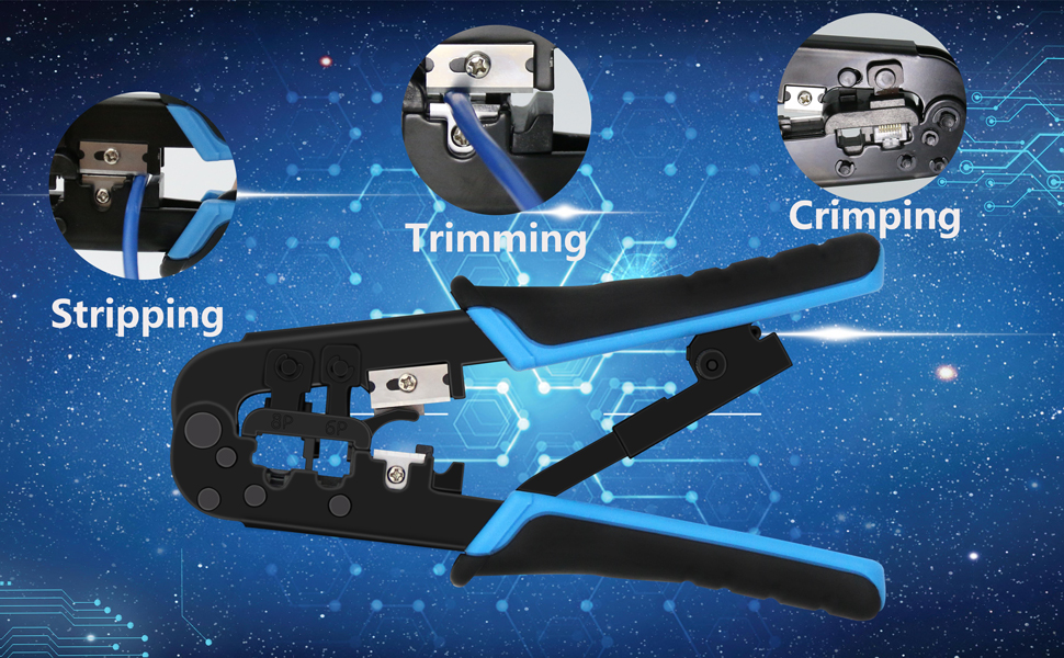 Zhuge RJ45 Crimp Tool Kit Crimp Tool Set, LAN Cable Tester