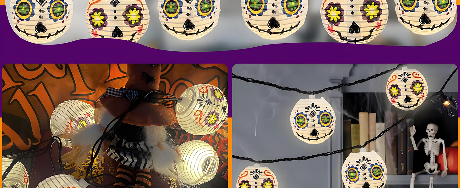 Halloween white ghost lantern string lights