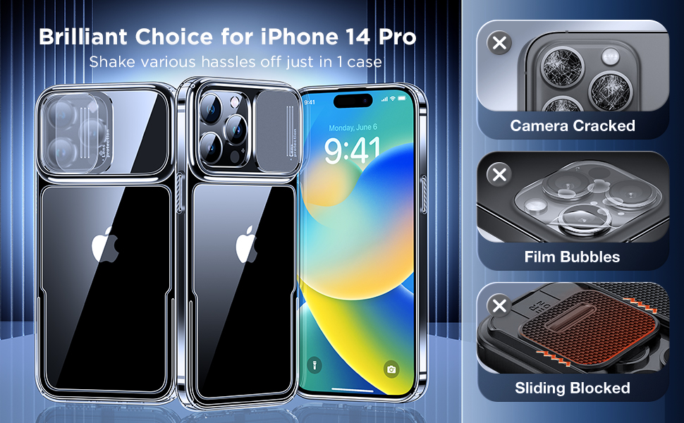 Simtect Designed for iPhone 14 Pro Case with Sliding Camera