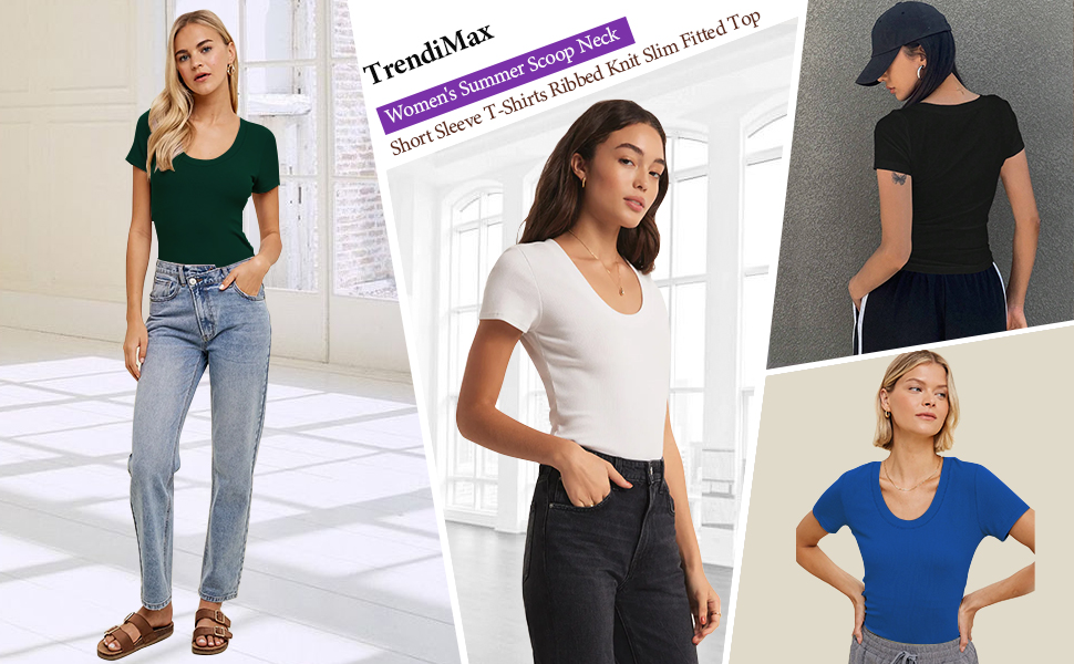 womens square neck short sleeve ribbed knit tee shirt basic tunic tops