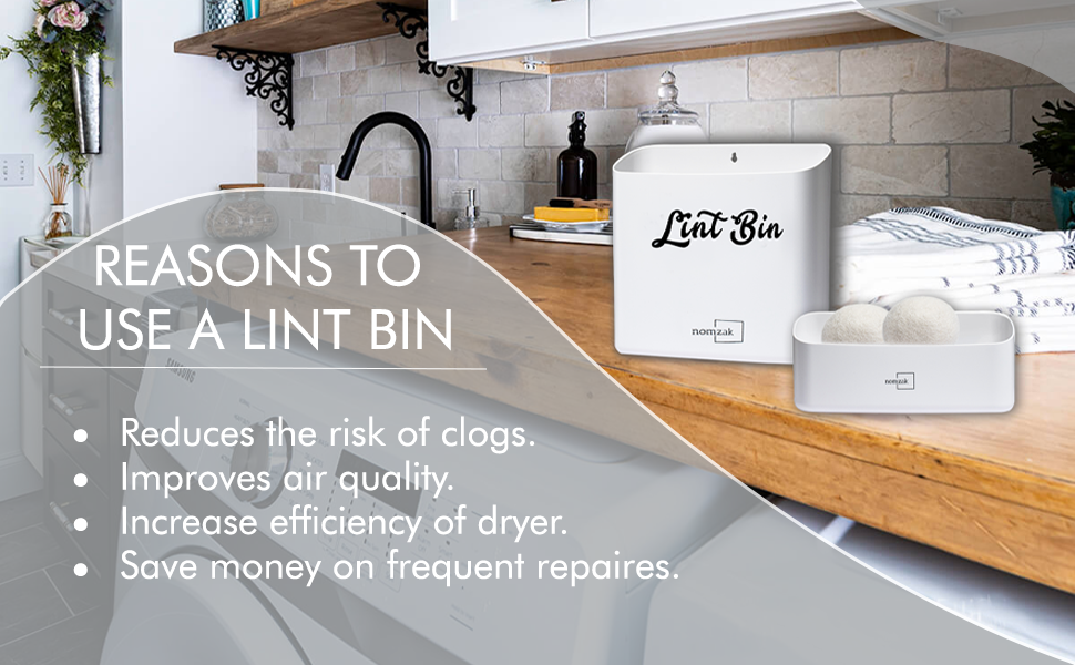 NOMZAK 5 Pack Lint Bin for Laundry Room. Includes