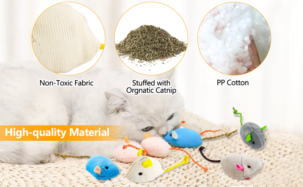 10 Pack Catnip Cat Toys, Cat Toy Catnip Mice, Interactive Cat Toy for