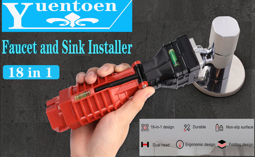Yuentoen Faucet Sink Installer Wrench,18 in 1 MultiFunctional Wrench